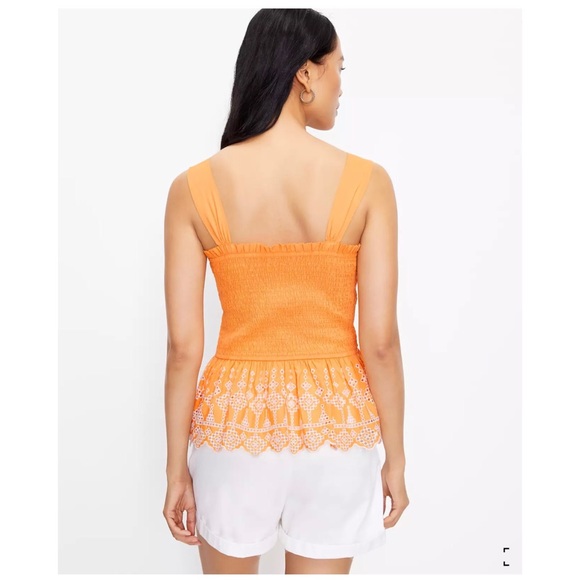 LOFT Embroidered Smocked Peplum Cami - Picture 3 of 3